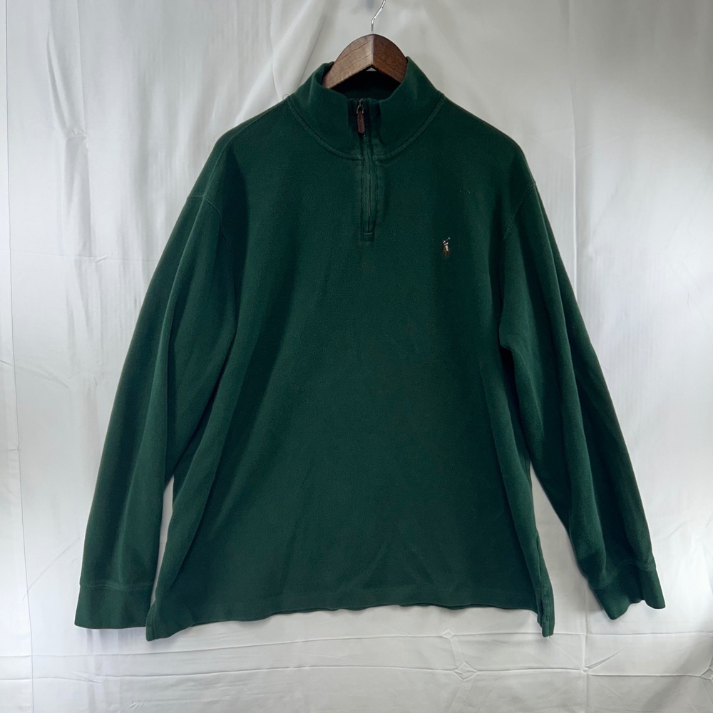 Polo Ralph Lauren Quarter Zip Mens XXL Green Estate Rib Cotton Pullover